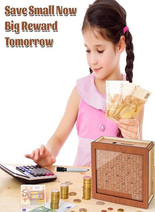 DALUCI Money Saving Box for Adults & Kids | 1 Lakh Savings Challenge Wooden Piggy Bank with Denomination Grid | Cash Saving Box, Budget Organizer & Unique Gift Item (Wooden) - Image 4